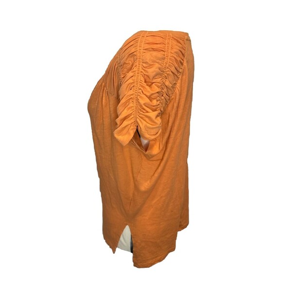 Anthropologie Pilcro Creamy ORANGE Smocked Cotton Tee Muscle T Shirt Sz XS - Picture 3 of 11